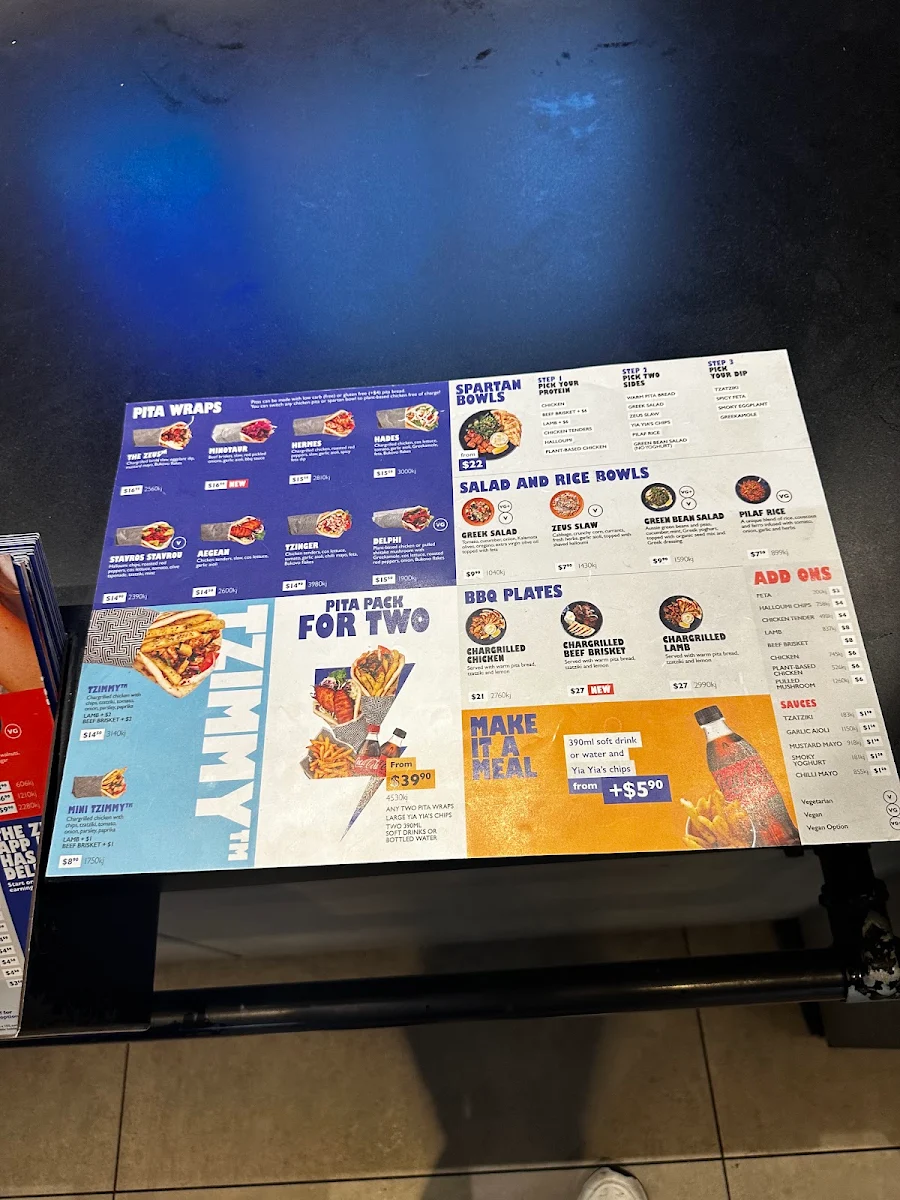 Menu, Zeus Street Greek Broadway Sydney