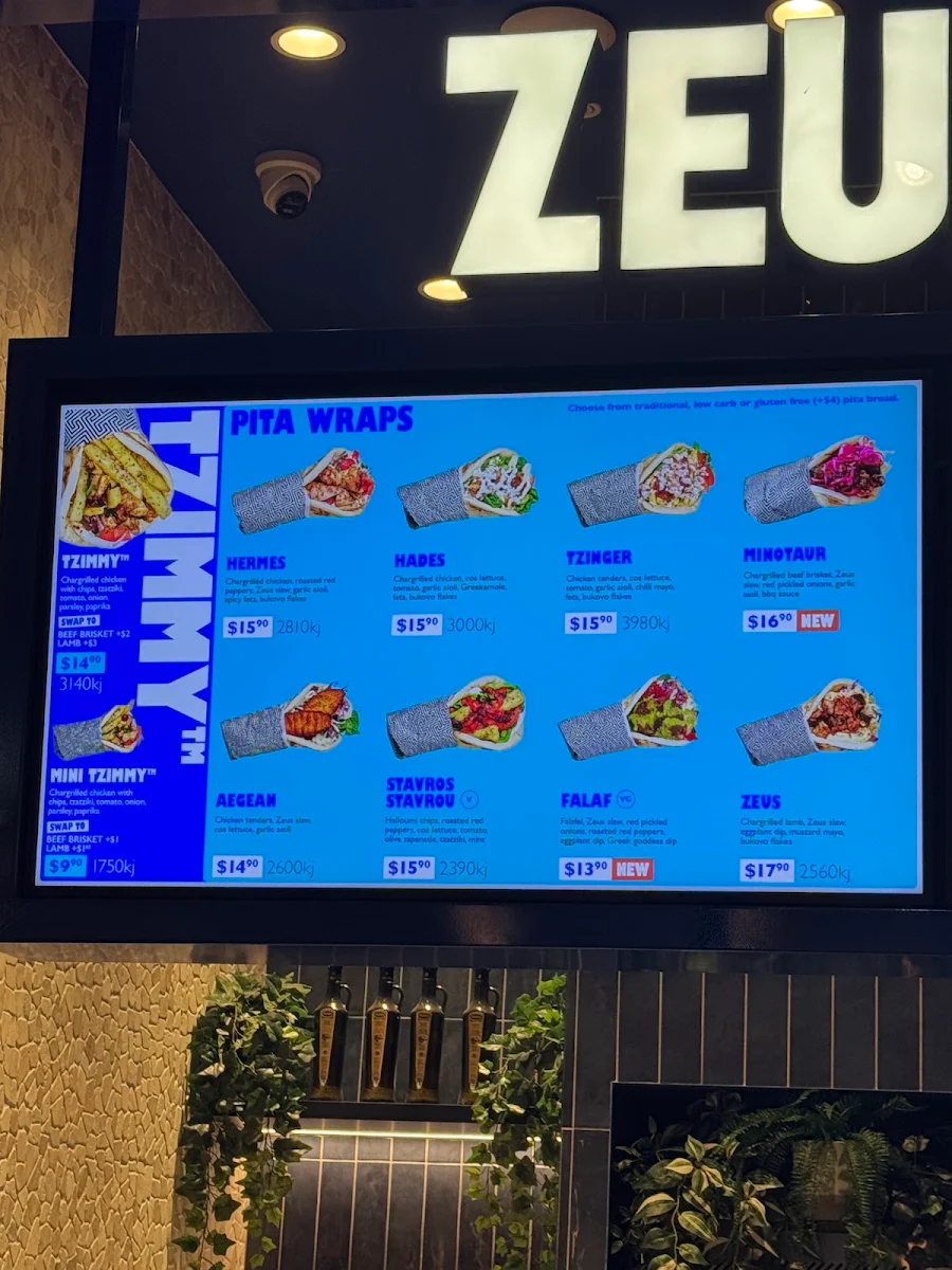 Menu, Zeus Street Greek Broadway Sydney