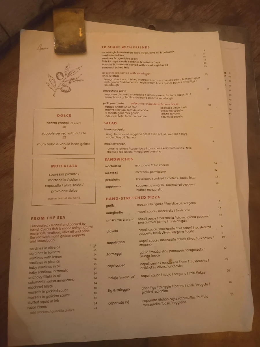 Menu, Amici Wine Bar & Deli