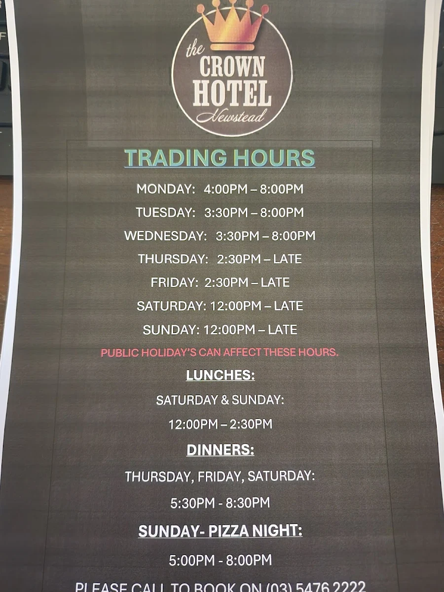 Menu, The Newstead Pub