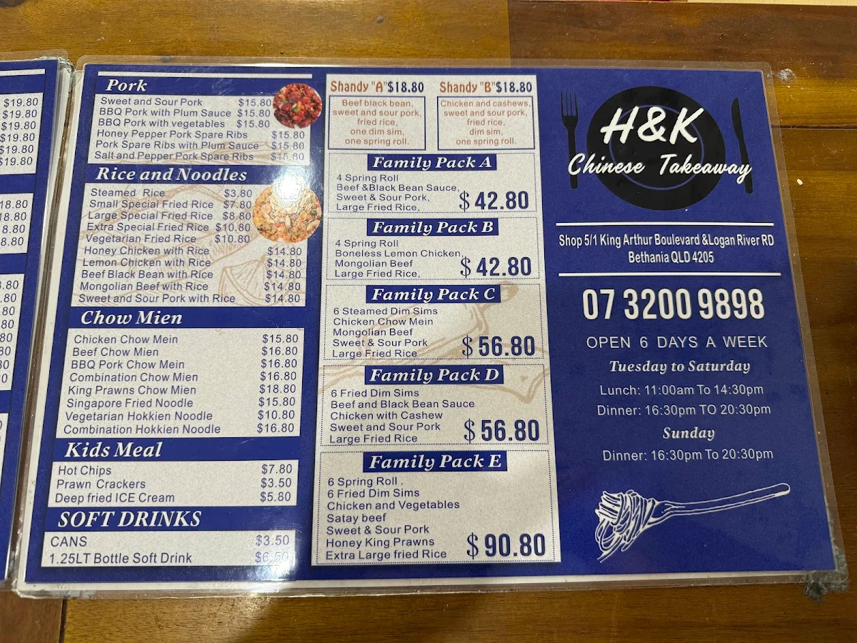Menu, H&K Take Away