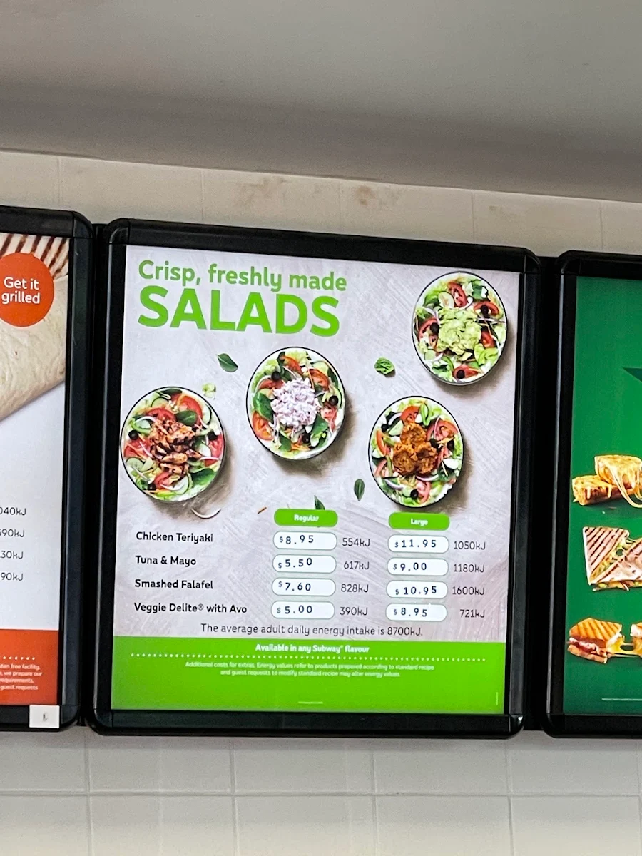 Menu, Subway