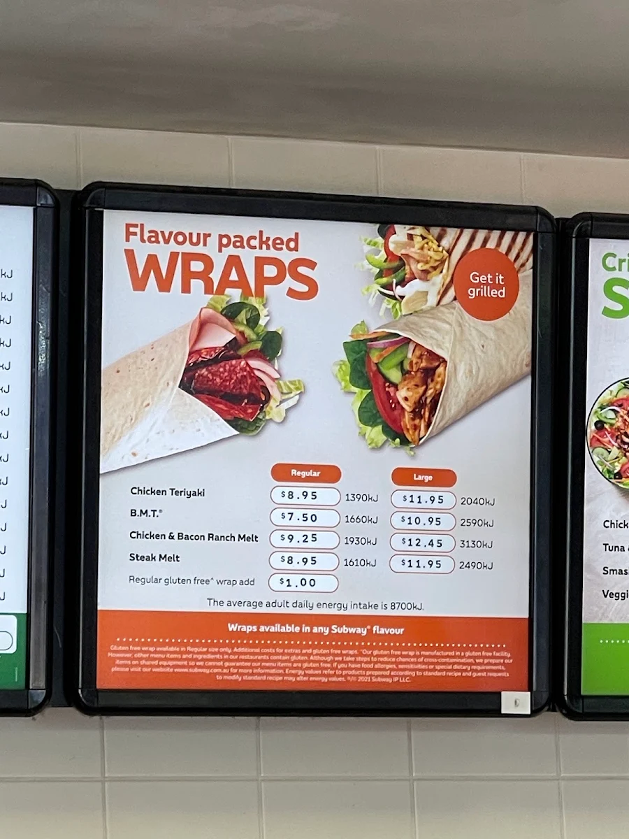 Menu, Subway