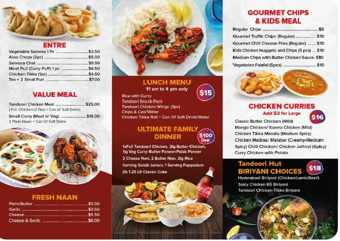 Menu, Tandoori Hut Ingleburn