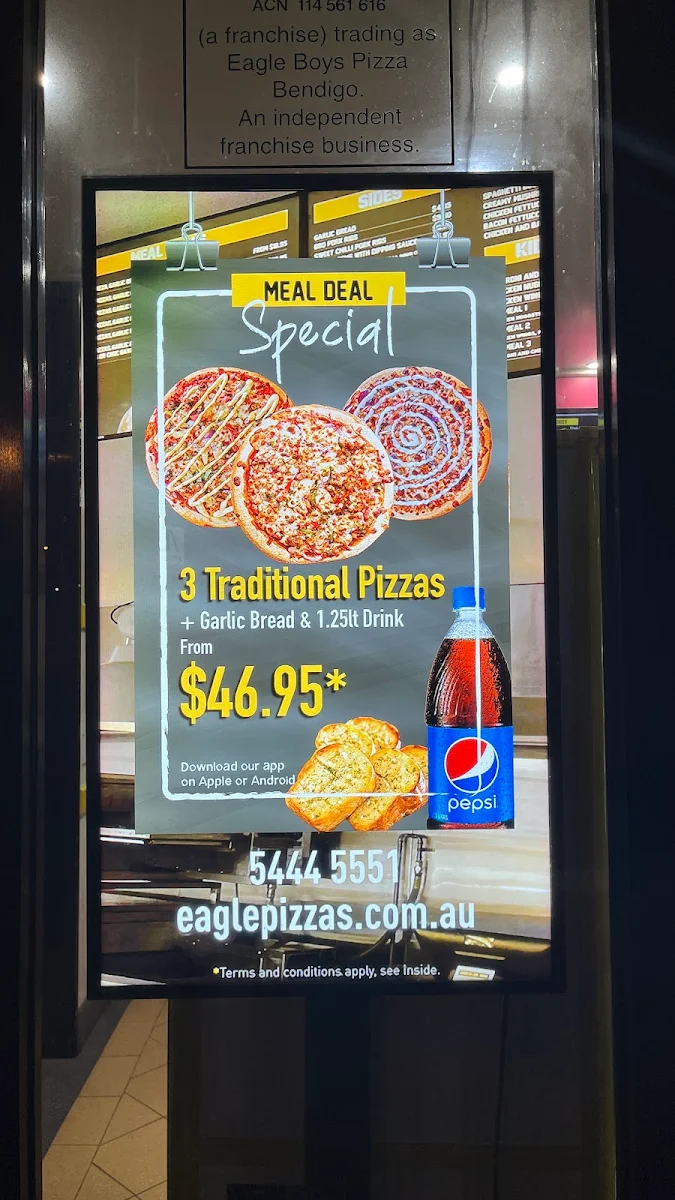 Menu, Eagle Pizzas Bendigo