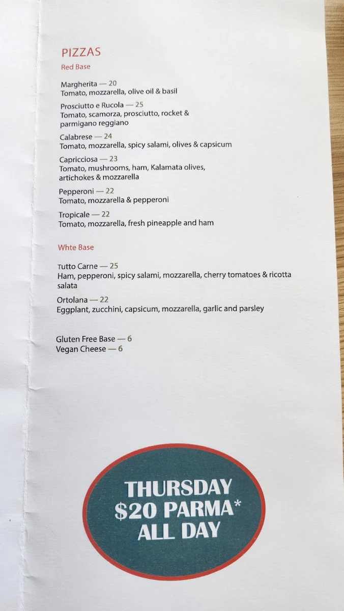 Menu, The Grand Hotel Richmond