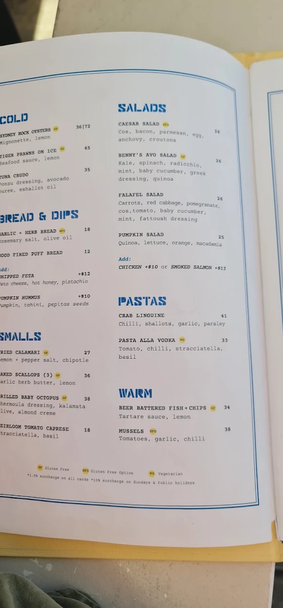 Menu, The Joey