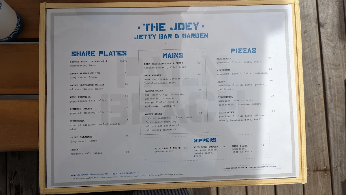 Menu, The Joey