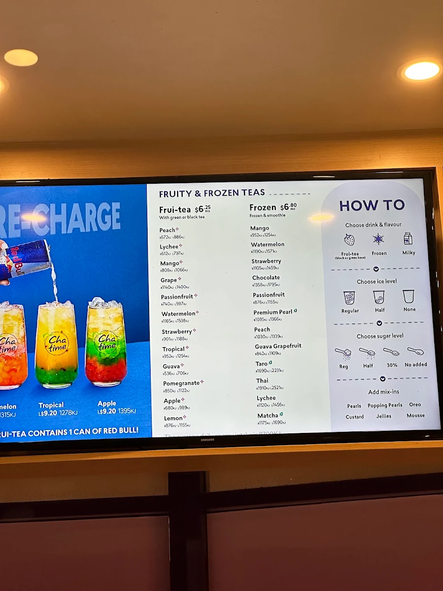 Menu, Chatime Wolli Creek