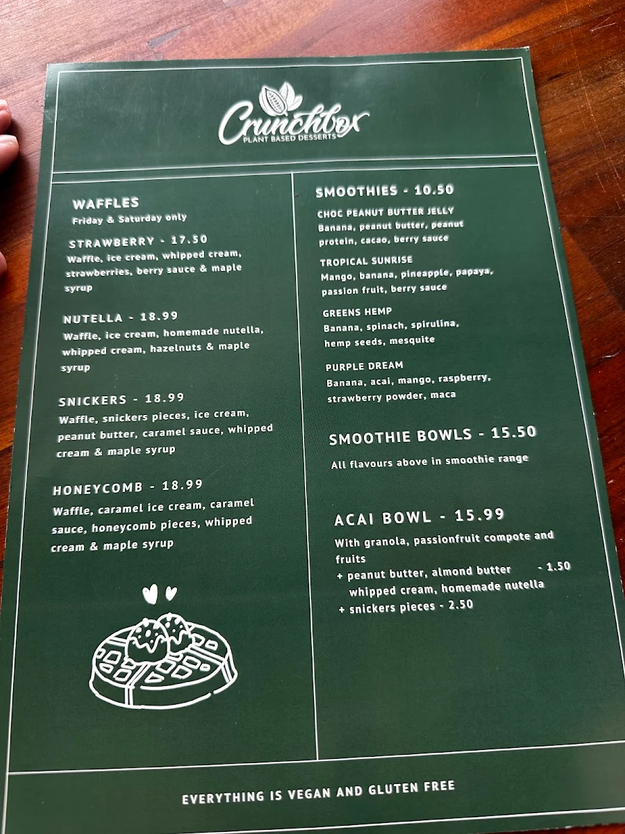Menu, Crunchbox Plant Based Desserts