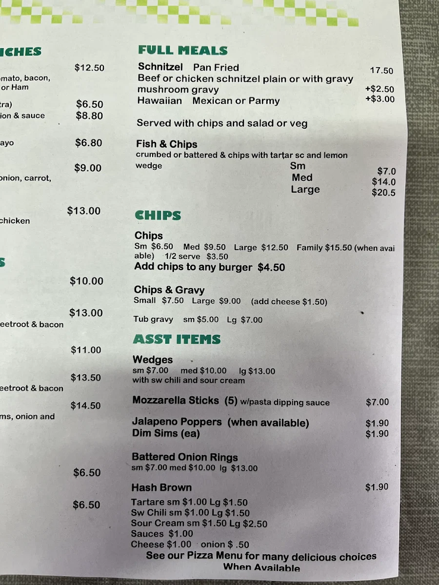 Menu, Bremer River Cottage