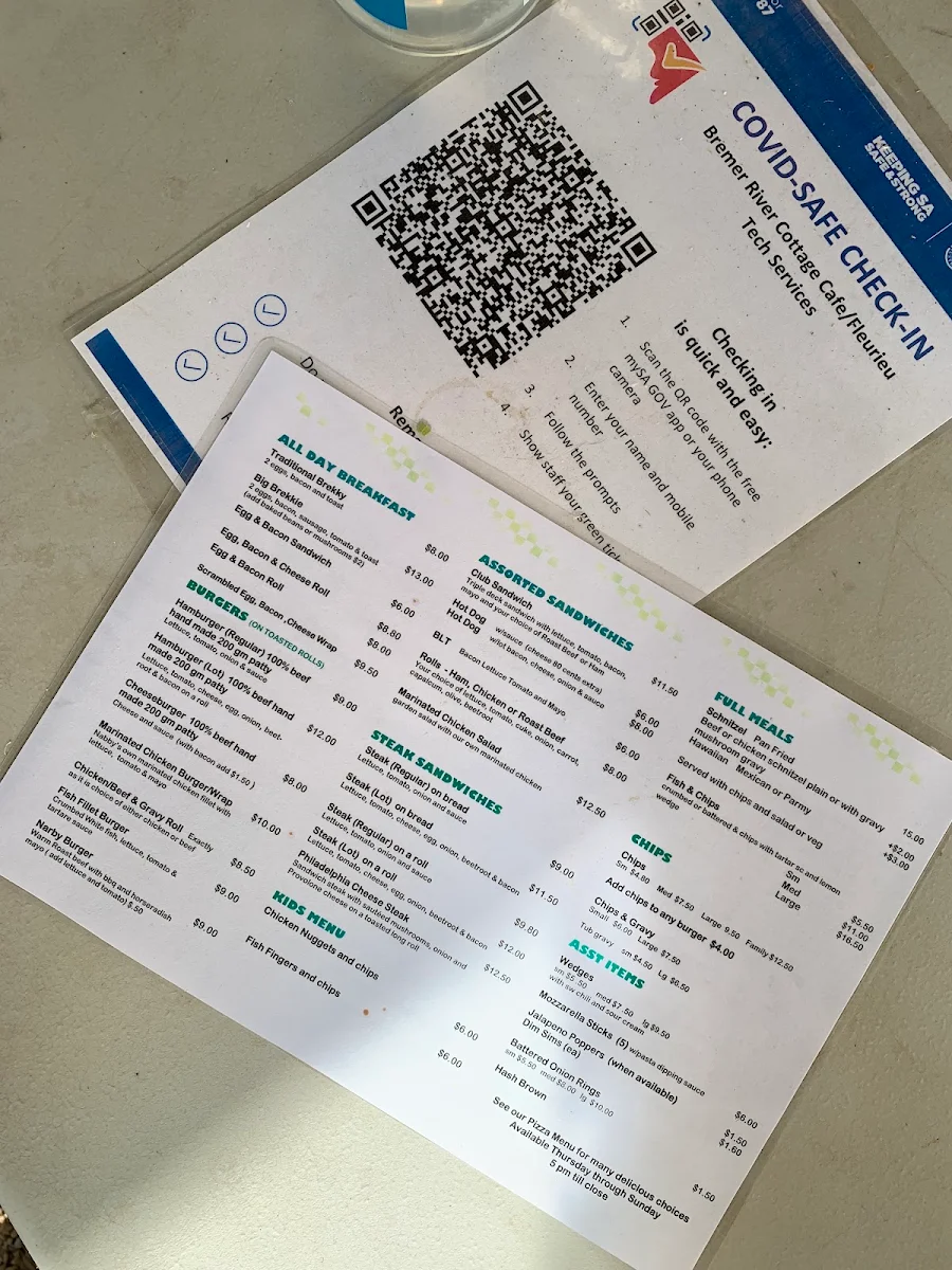 Menu, Bremer River Cottage