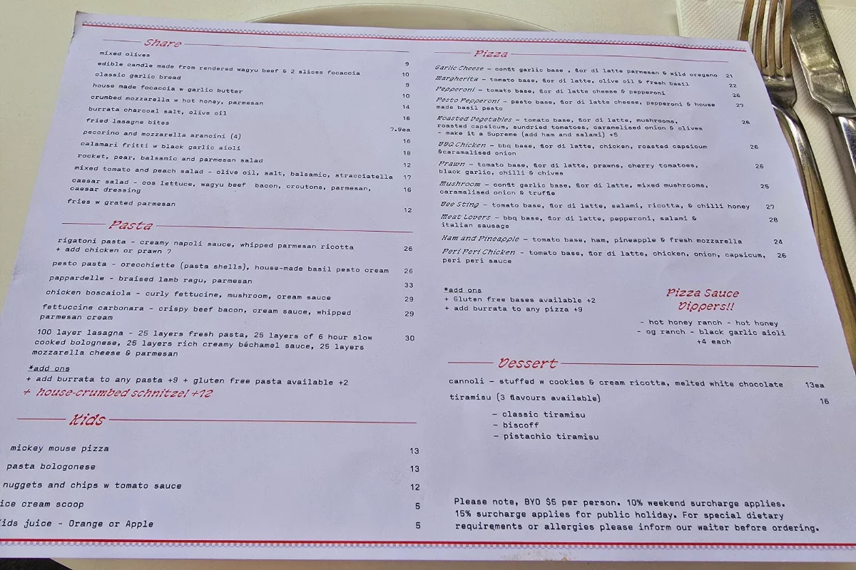 Menu, Gellafrenda