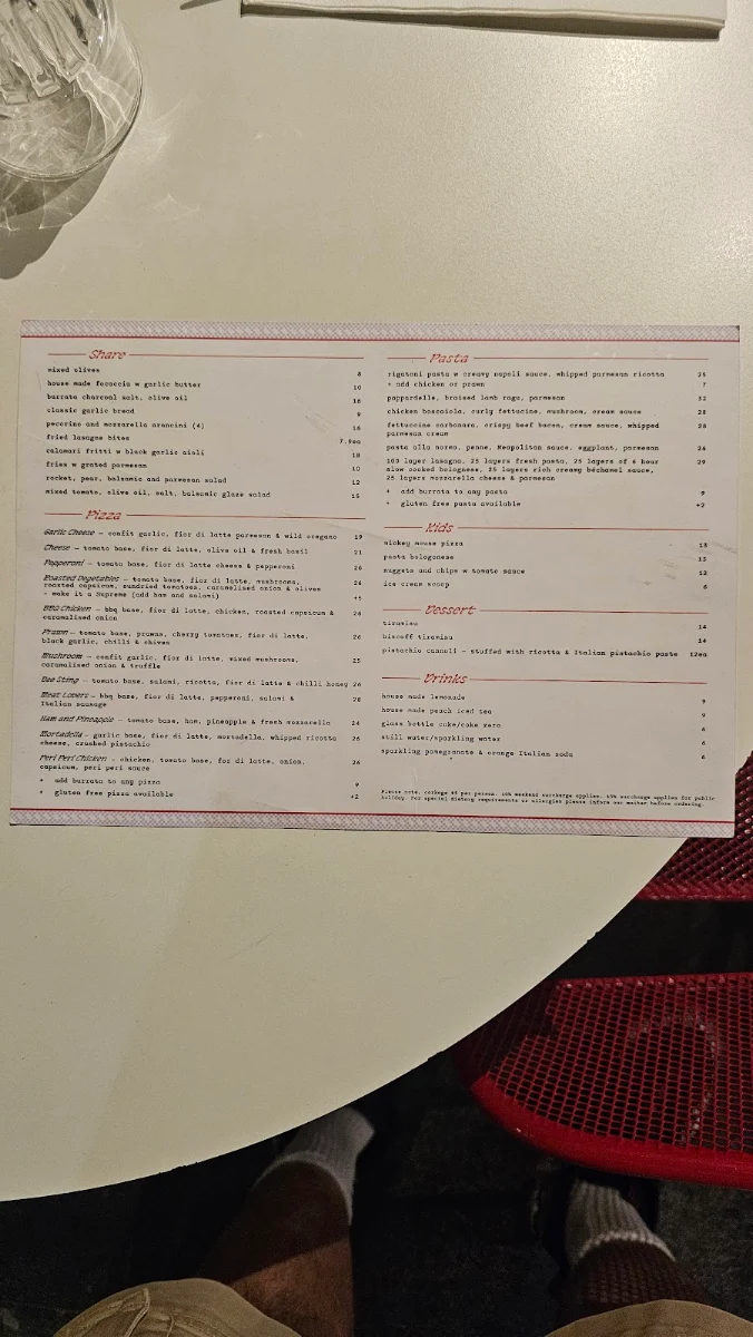Menu, Gellafrenda