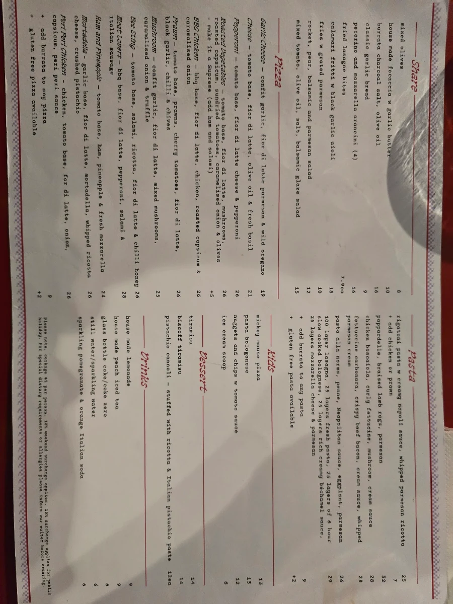 Menu, Gellafrenda