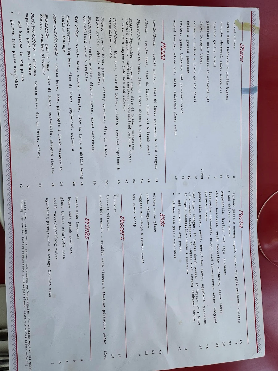 Menu, Gellafrenda