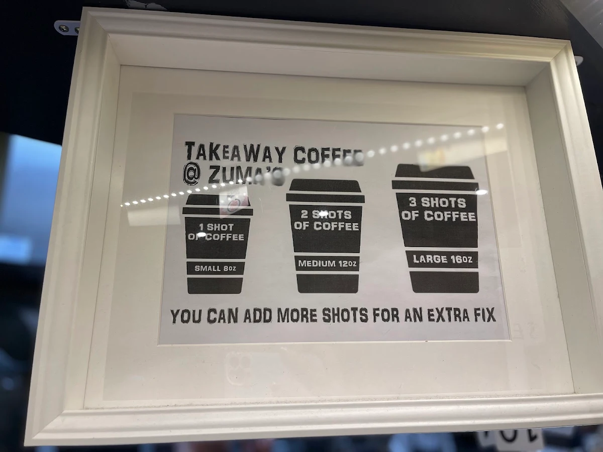 Menu, Zuma Caffè
