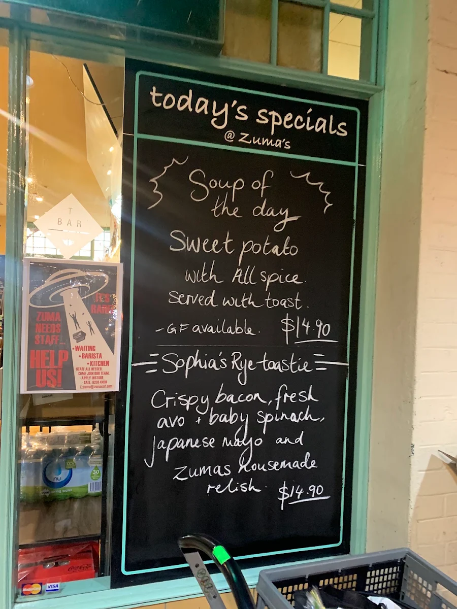 Menu, Zuma Caffè