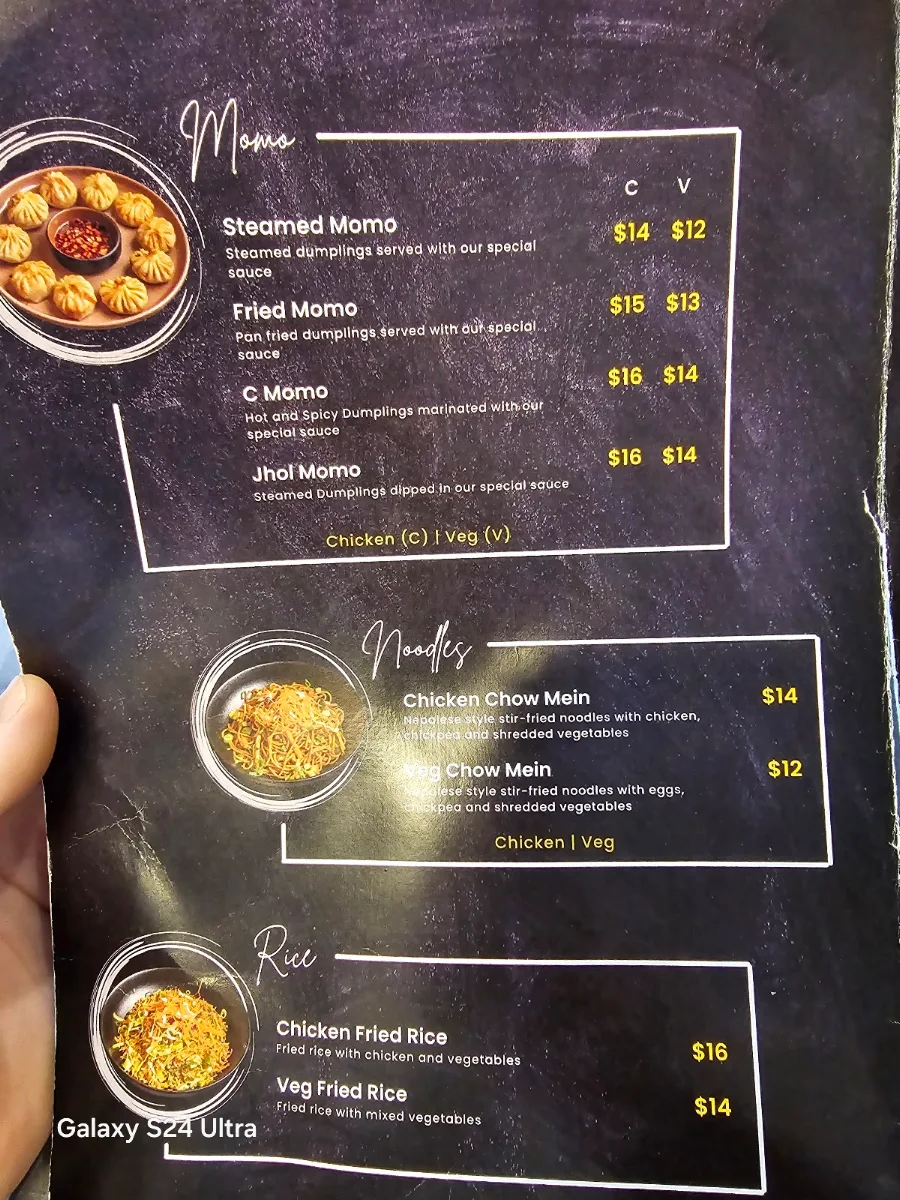 Menu, Mithho Nepalese Cuisine