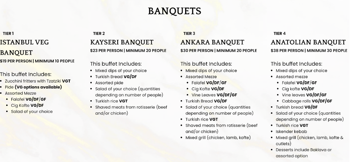 Menu, Erciyes Restaurant