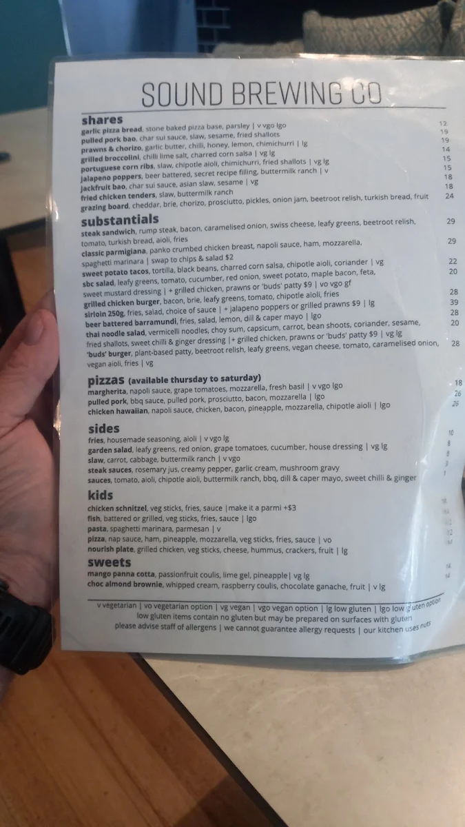 Menu, Cheeky Monkey Brewing Co Rockingham