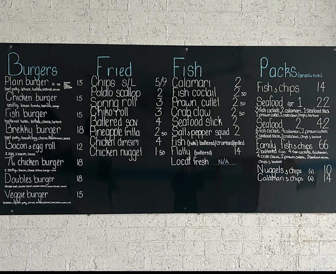 Menu, Culburra Beach Takeaway