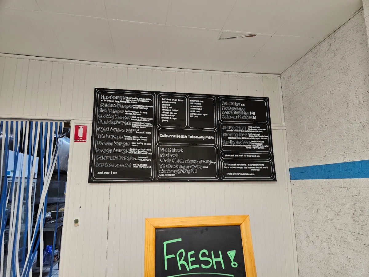 Menu, Culburra Beach Takeaway