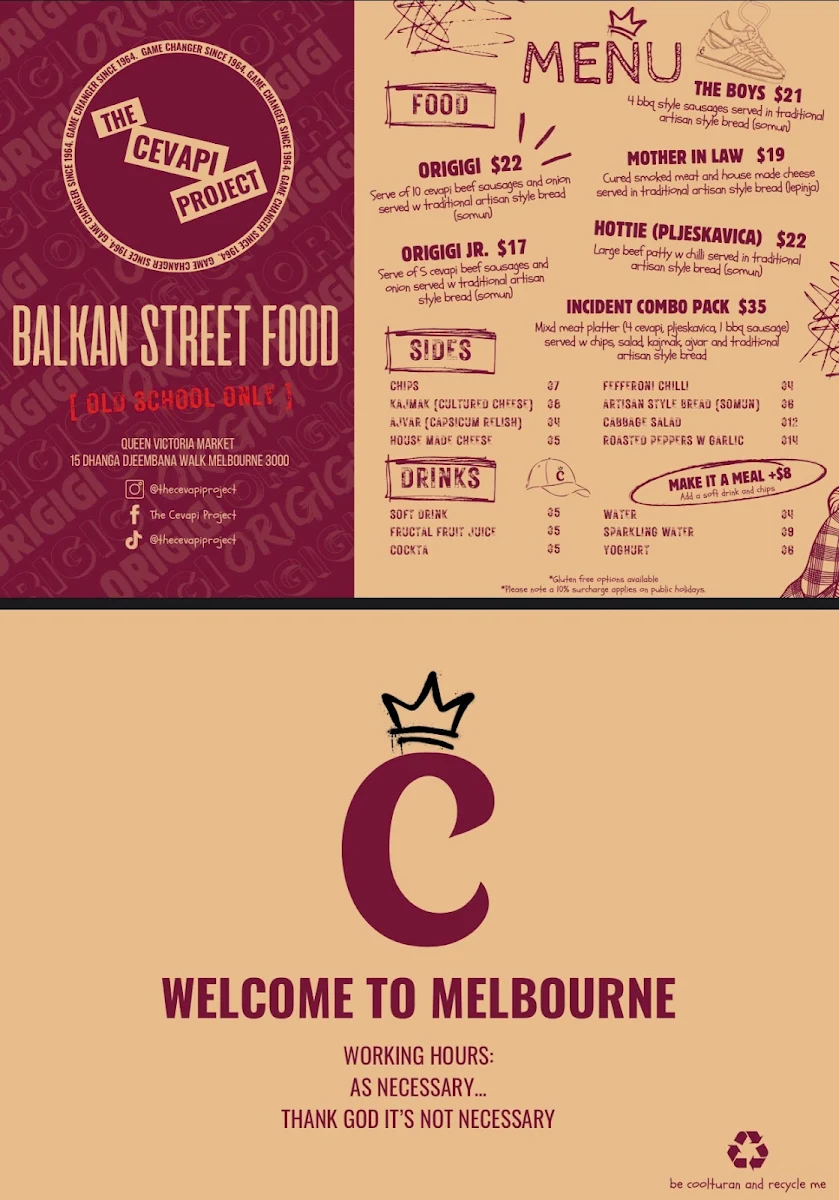 Menu, The Cevapi Project