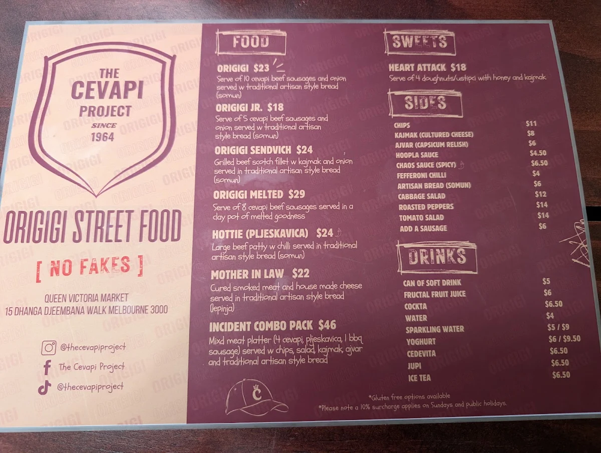 Menu, The Cevapi Project