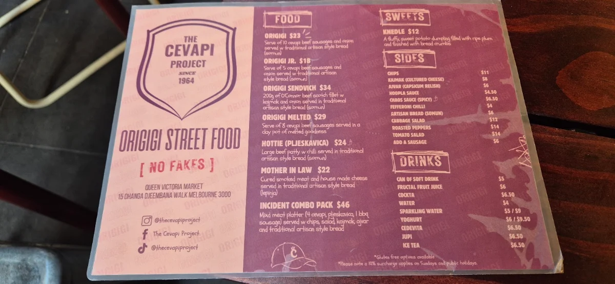 Menu, The Cevapi Project