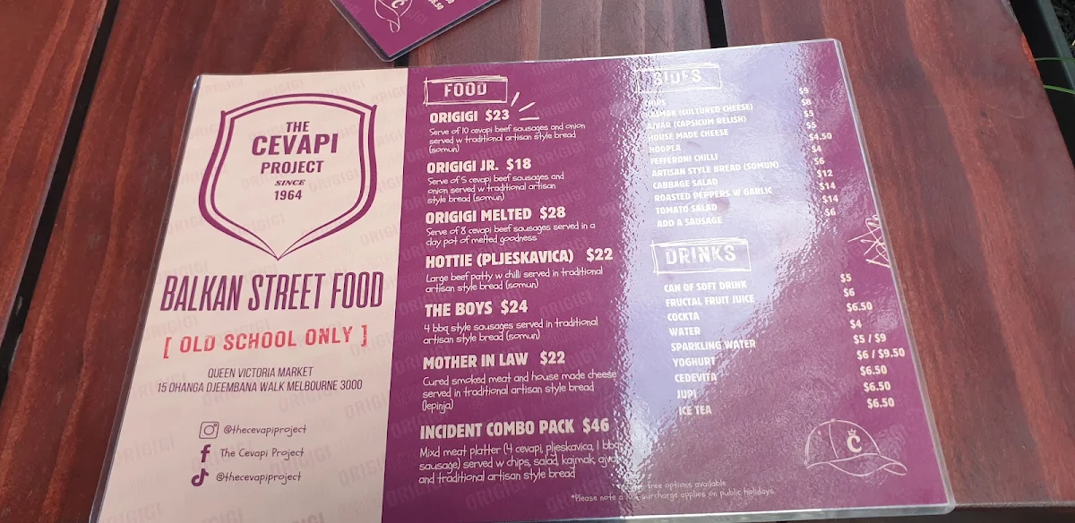 Menu, The Cevapi Project