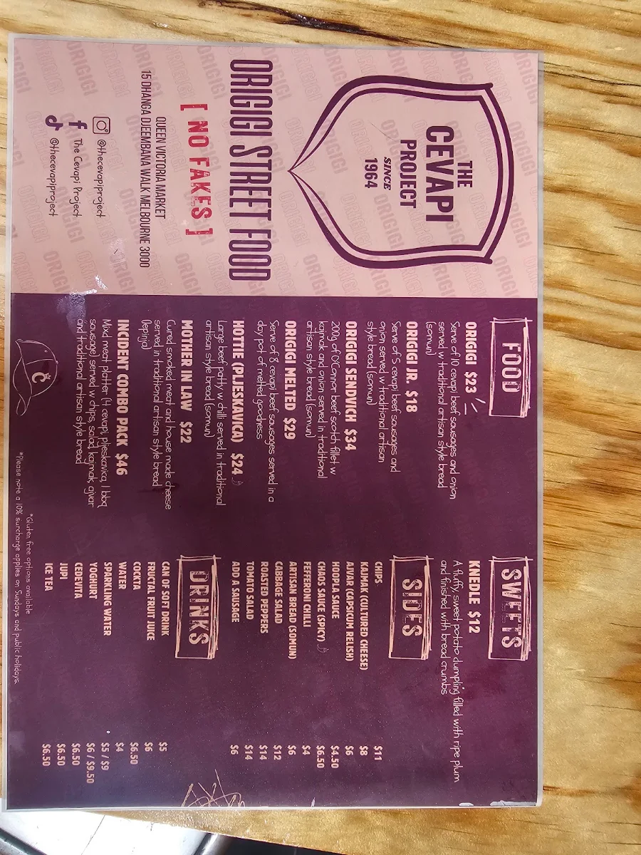 Menu, The Cevapi Project