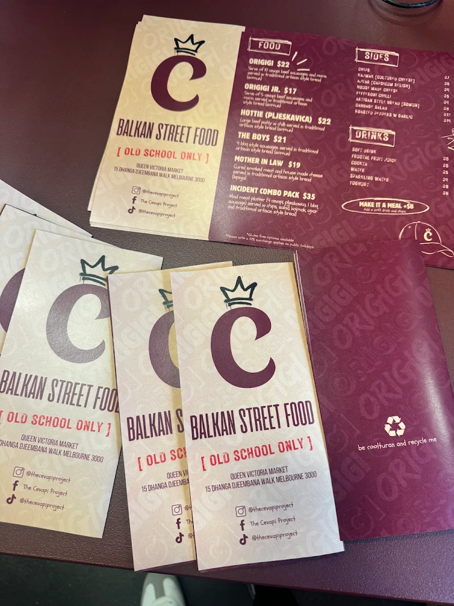 Menu, The Cevapi Project