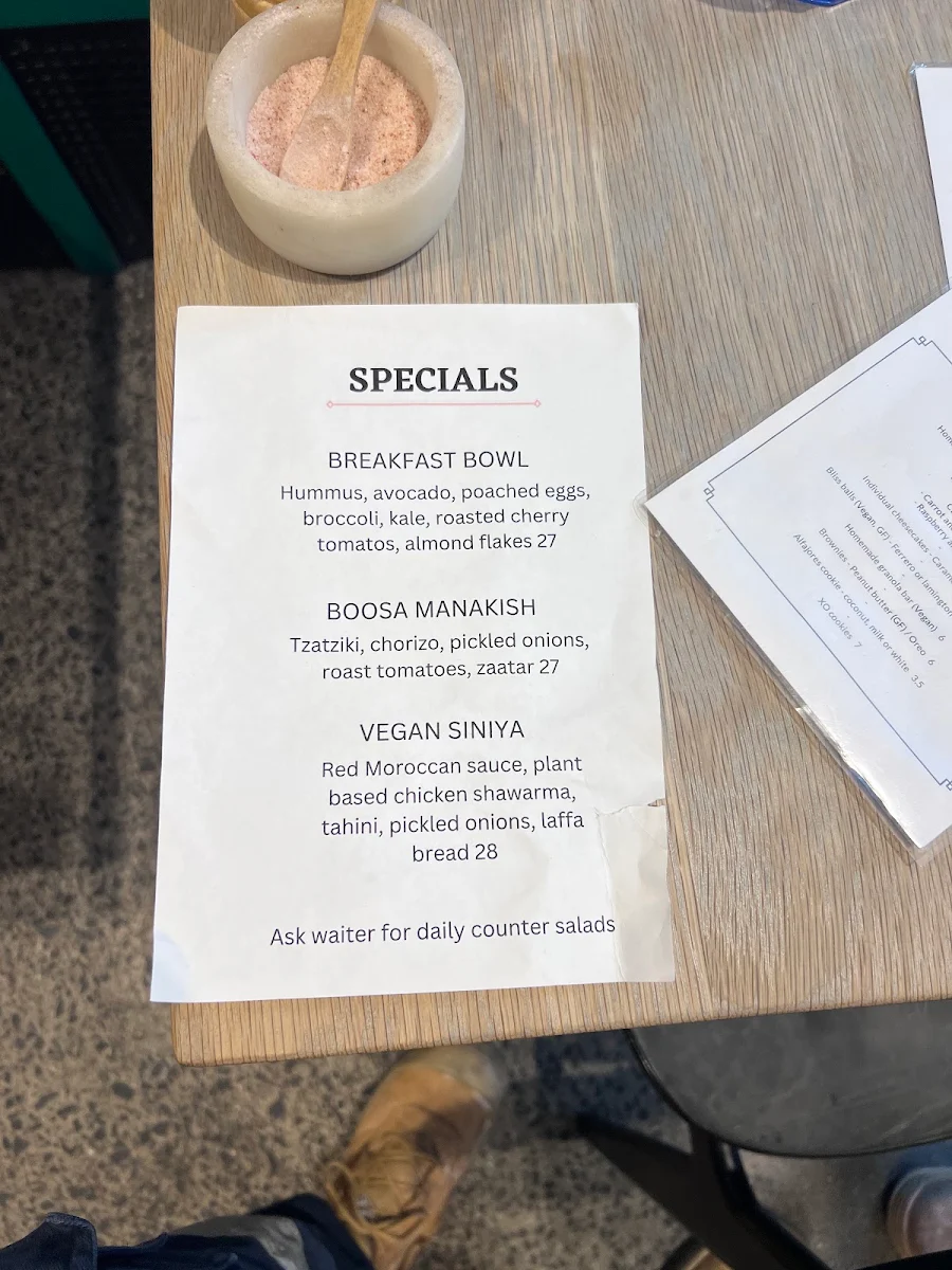 Menu, Boosa