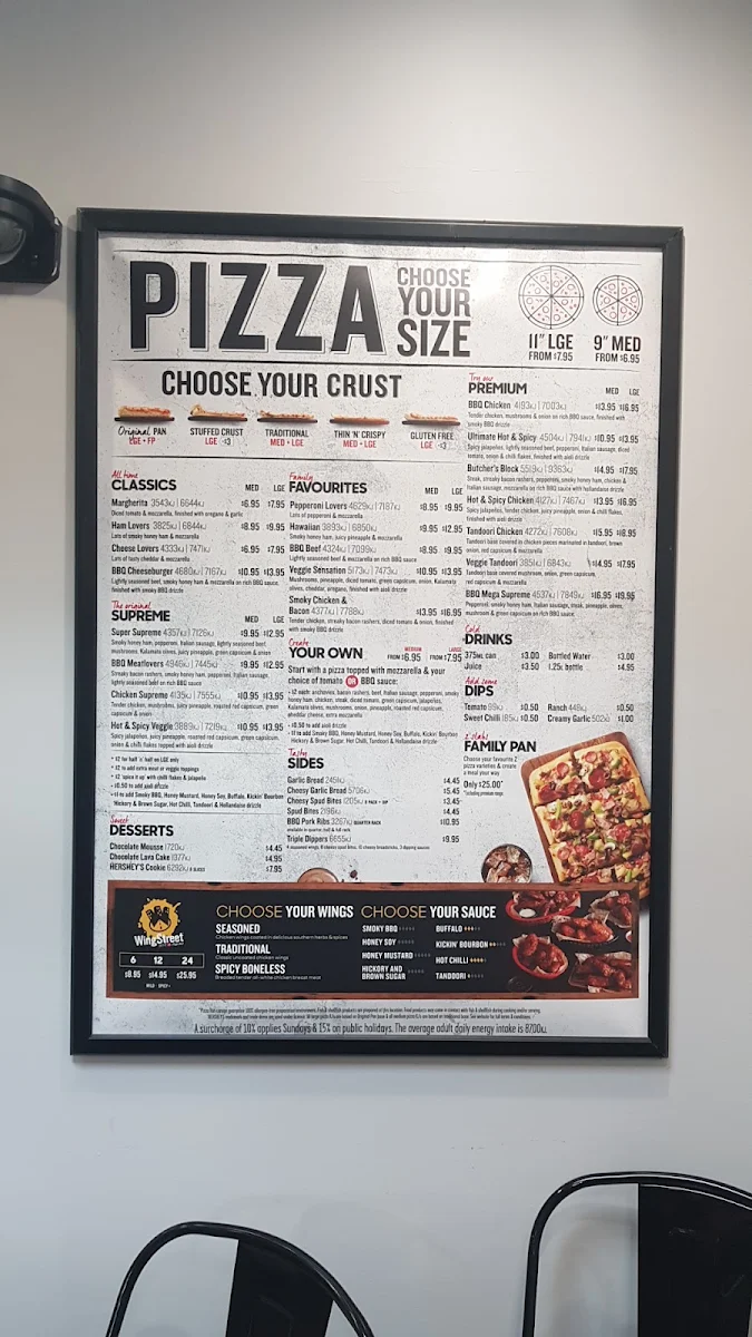 Menu, Pizza Hut Belfield