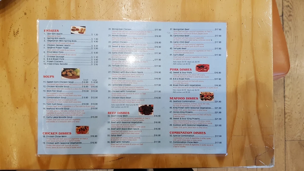 Menu, Kong Chinese Bistro