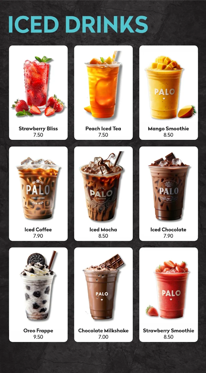 Menu, Palo Drive Thru Coffee