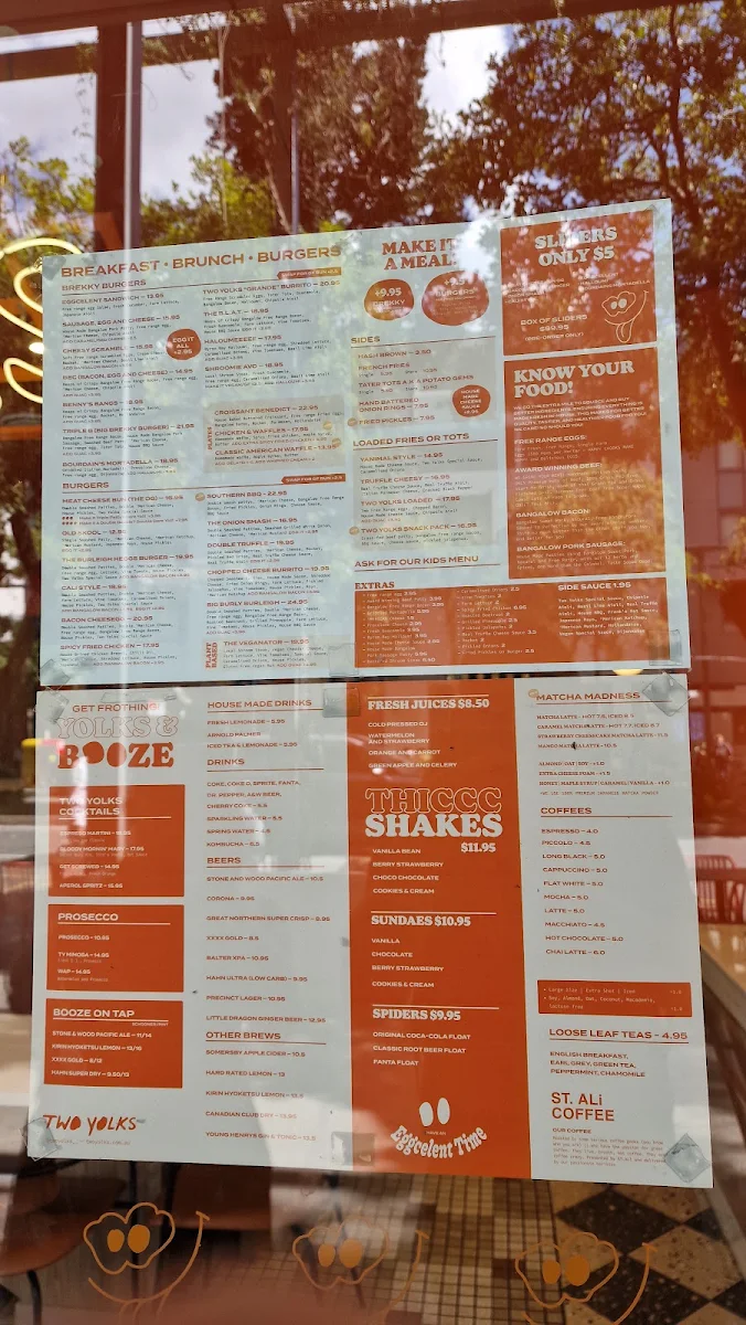 Menu, TWO YOLKS BRISBANE