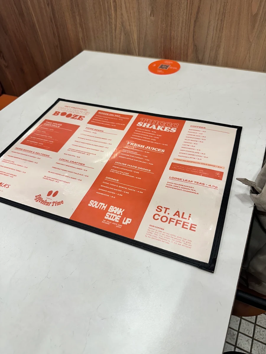 Menu, TWO YOLKS BRISBANE