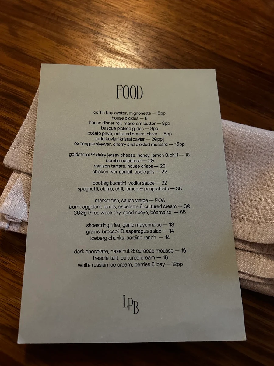 Menu, Longplay Bistro