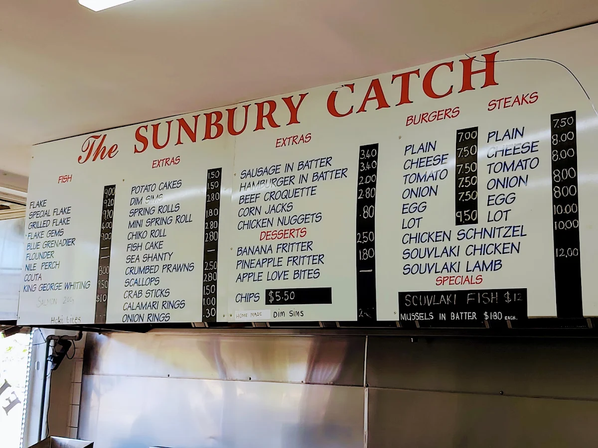 Menu, Crispy Catch Sunbury Fish & Chips