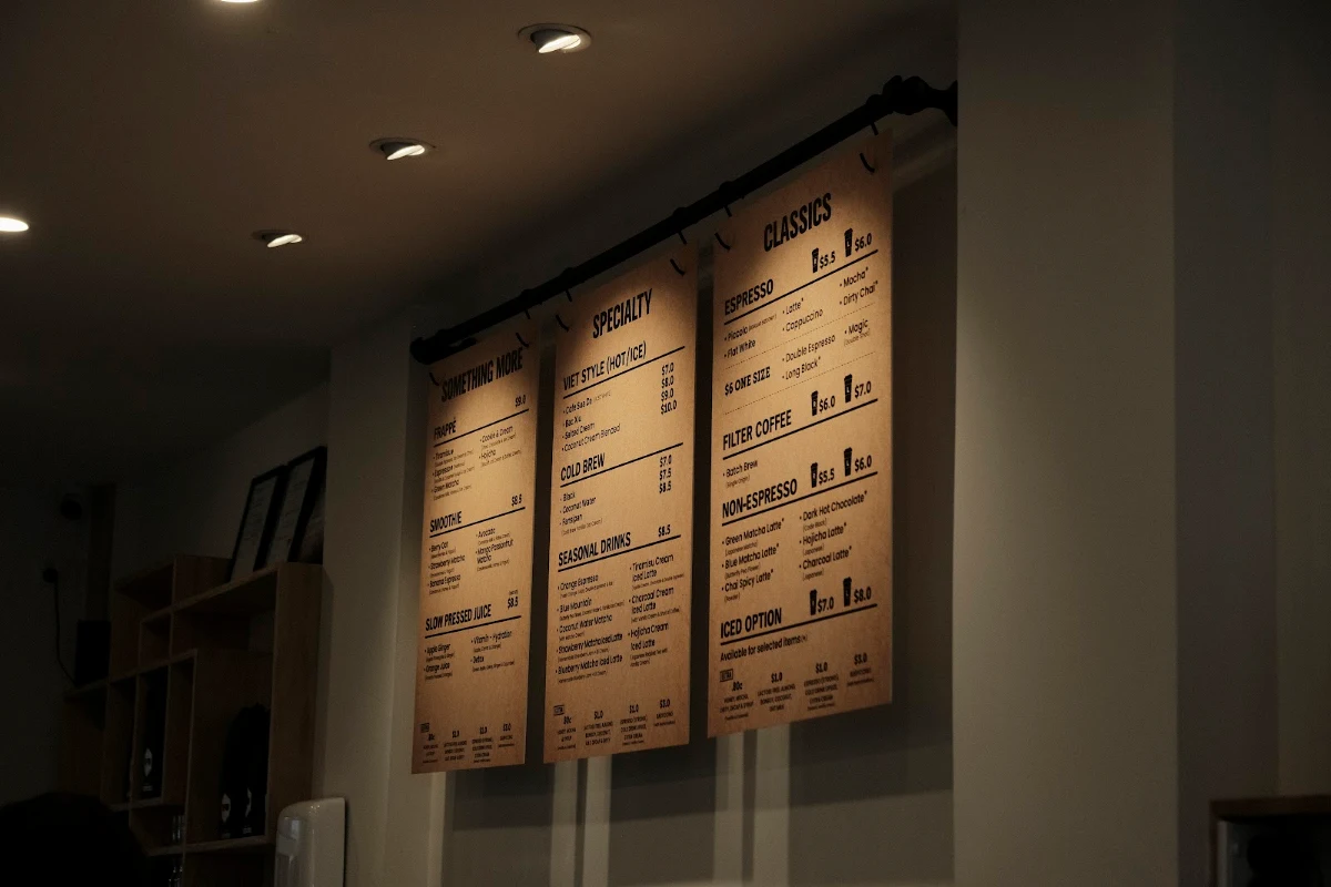 Menu, THE 2 MEN CAFE - GEELONG