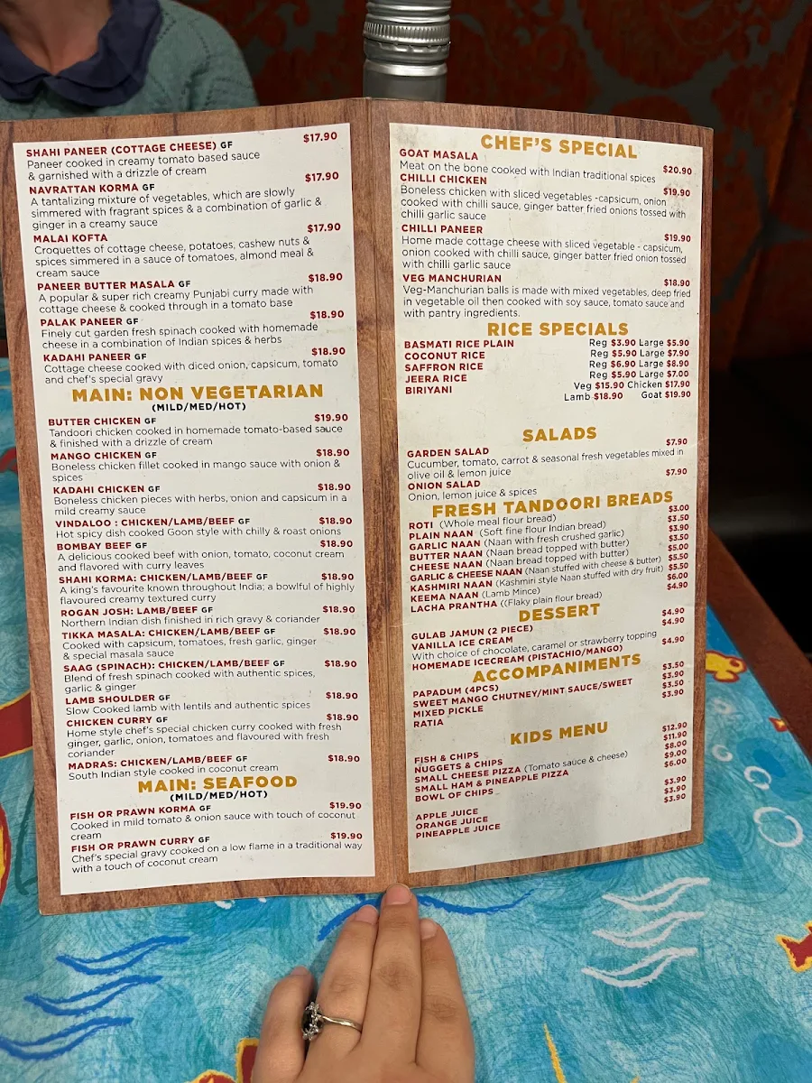 Menu, Morpeth Woodfired Pizza and Indian Delicacies & wine cellar
