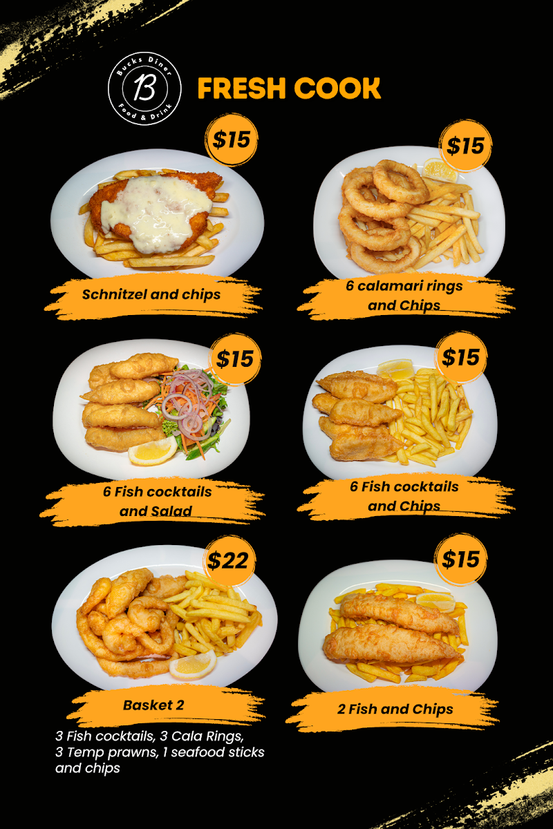 Menu, Bucks Diner