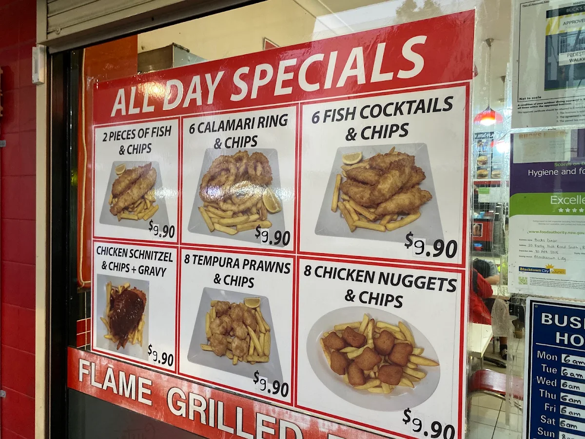 Menu, Bucks Diner