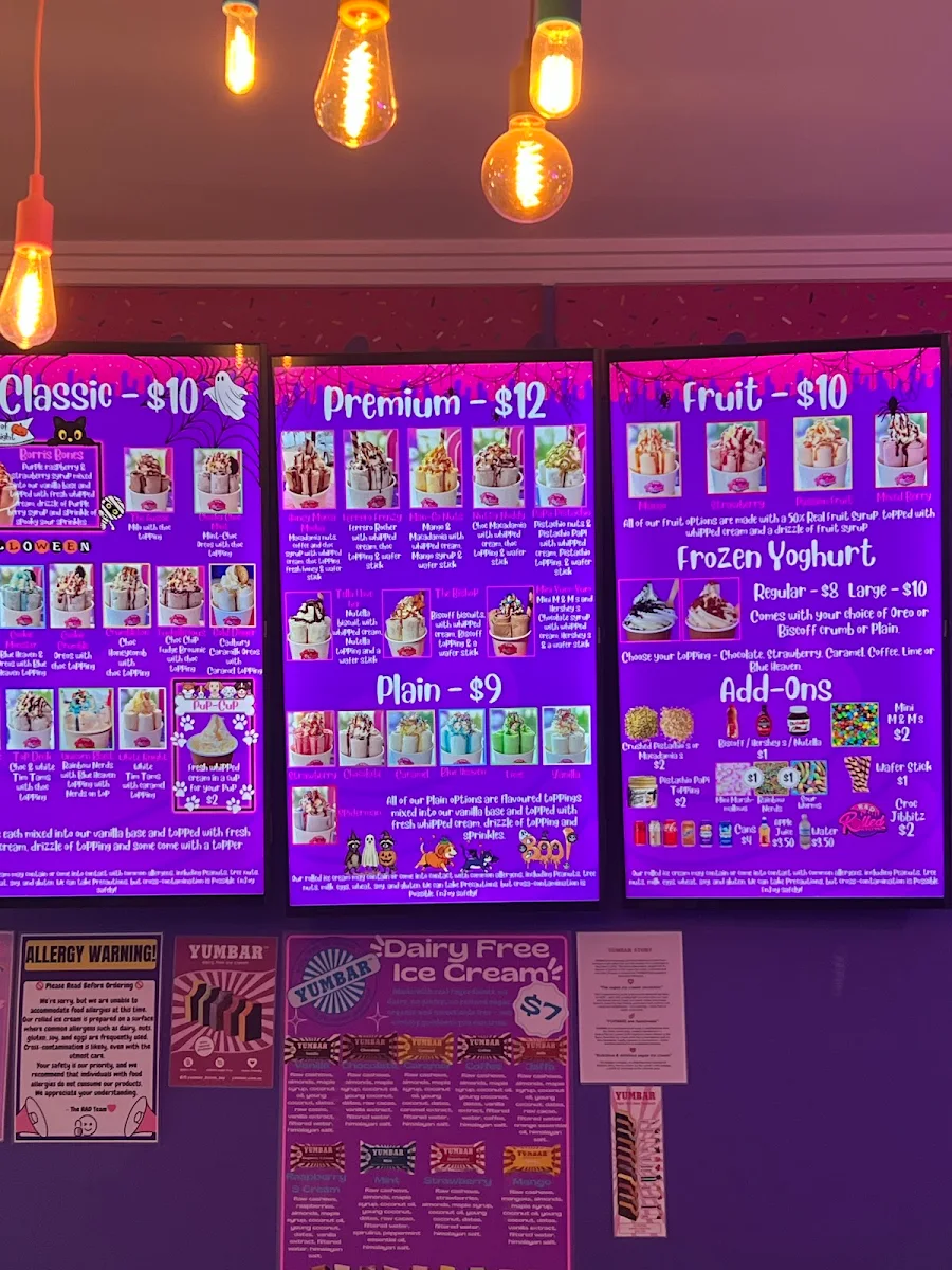 Menu, RAD Rolled Ice Cream