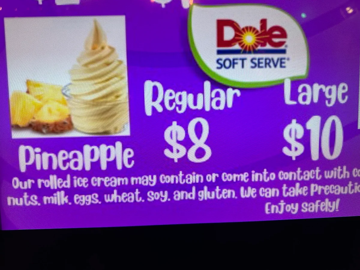 Menu, RAD Rolled Ice Cream