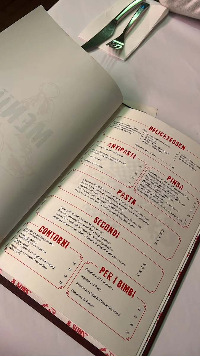 Menu, Threecoins & Sons