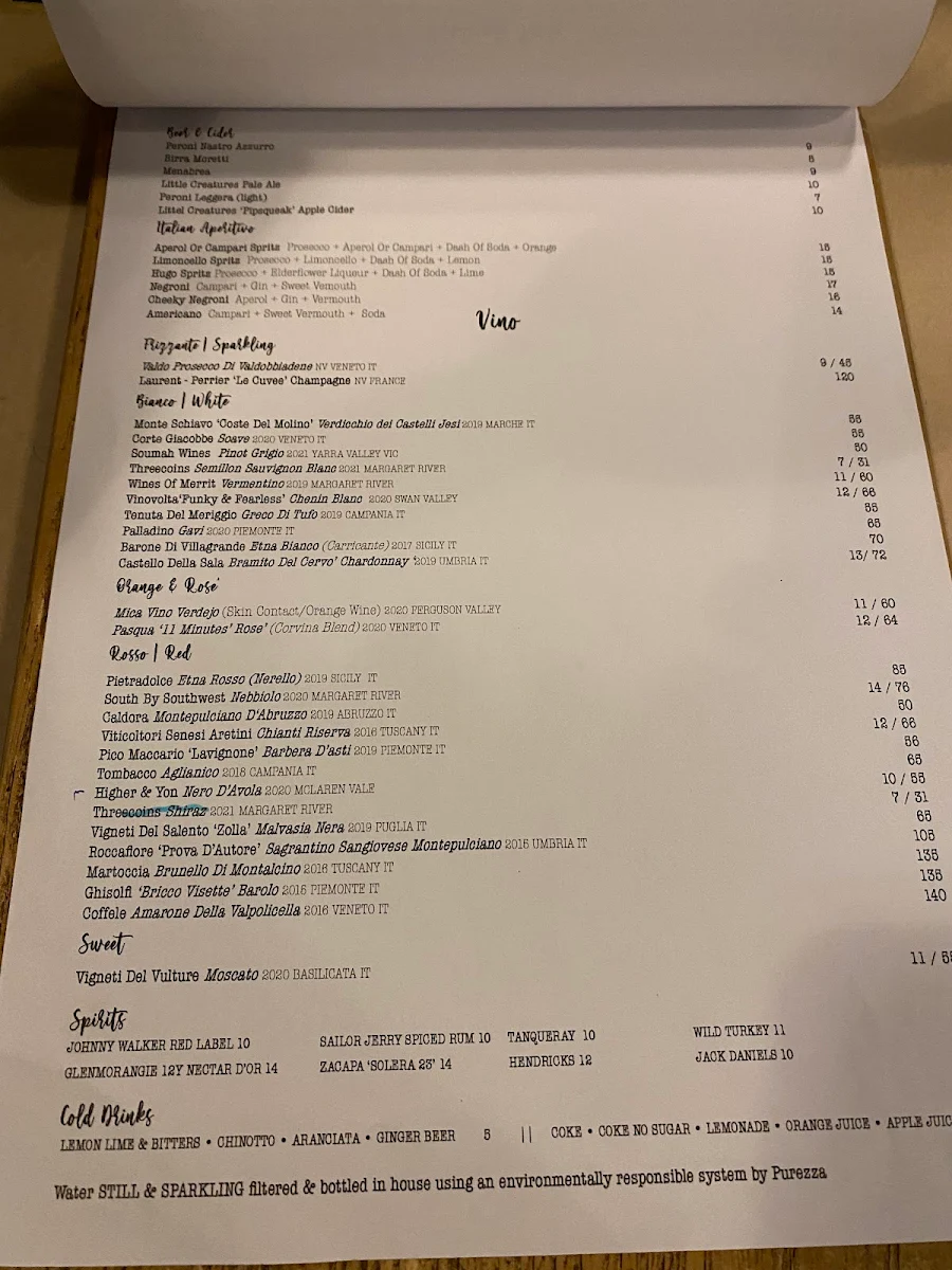 Menu, Threecoins & Sons