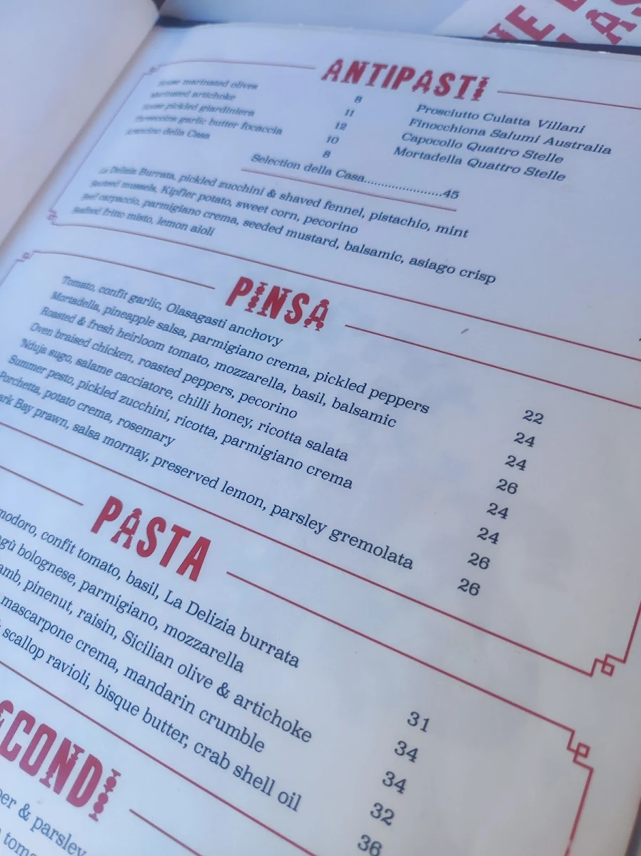 Menu, Threecoins & Sons